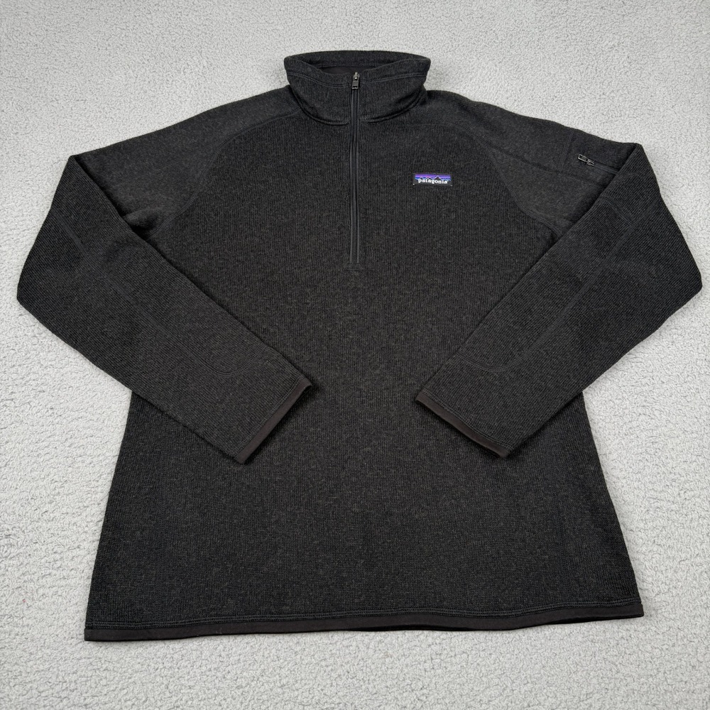Patagonia Better Sweater Womens Large Black 1/4 Zip Fleece Pullover 25617 Hiking